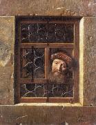 Man Looking through a window Samuel van hoogstraten